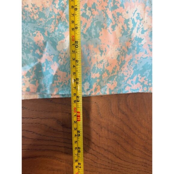 THML Judy Top Women XL Balloon Sleeve Mock Neck Button Back Blouse Pink Blue - Picture 7 of 7